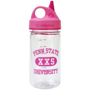 water bottle 12oz with pink sip lid and Penn State University XXS